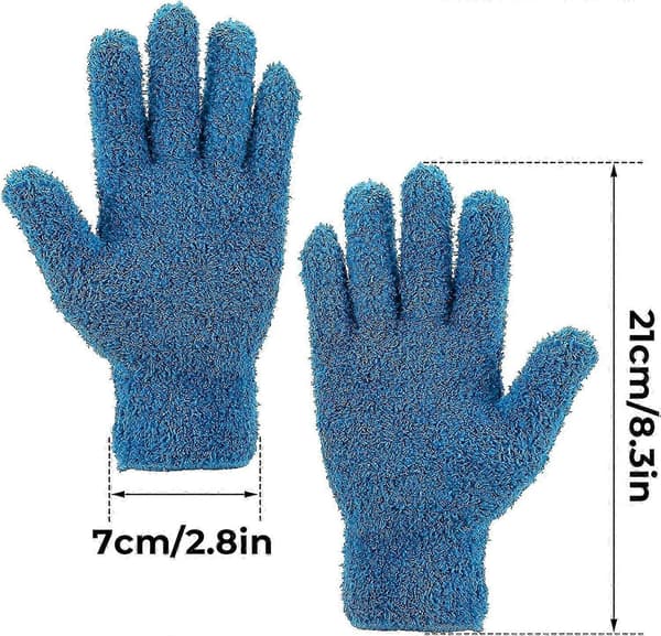 2 par mikrofiberdammtorkningshandskar flexibla och bekväma dammhandskar mörkblå+rosaröd
