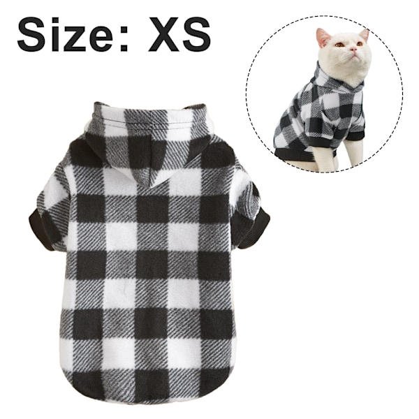 Rutete Hund Hoodie Pet Sweatshirt Fleecegenser med hatt og Black-White XS