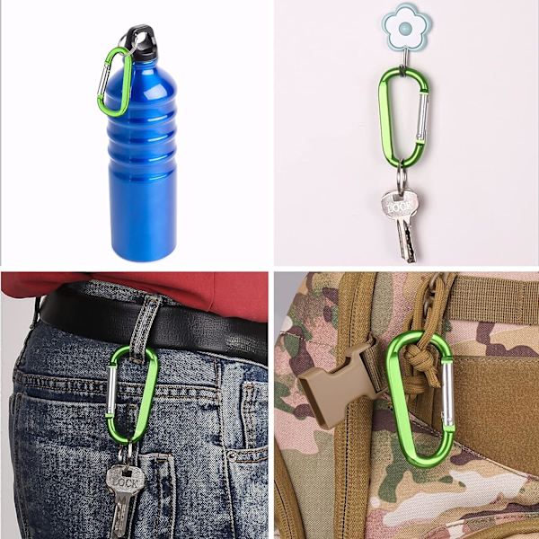 6 ST Flerfärgad karbinhake Caribeaner Clip, 3" stor aluminium D Ri