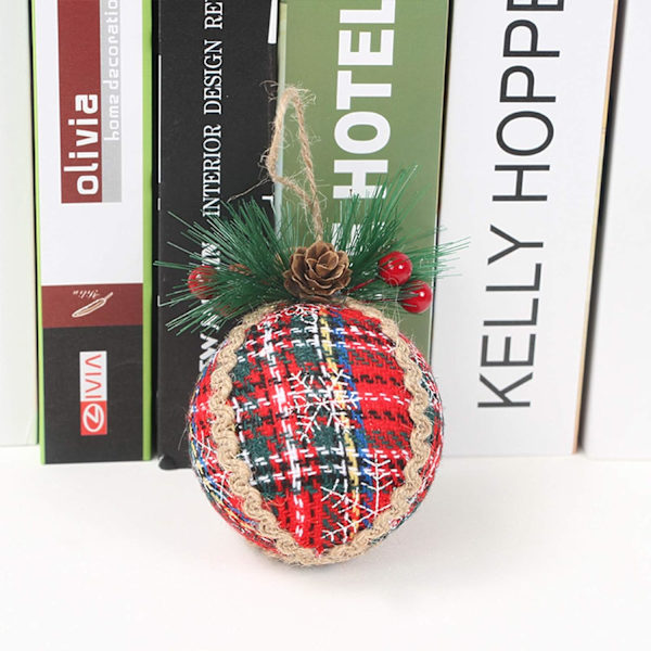 3 dele Buffalo Plaid stof julekuglepynt, genanvendelig