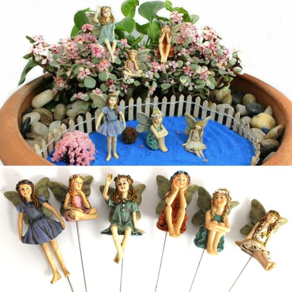 6 stk. Mini Feer Figurer Have Udendørs Dekoration
