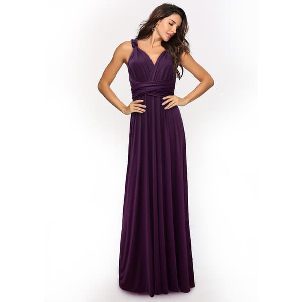 Flera slitage-rep Cross Backless exig Bandage One-Piece Klänning Lång Klänning Dark purple S