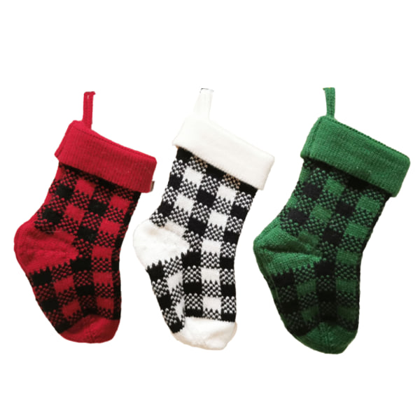 Julstrumpa set 2 stycken julrutiga strumpor