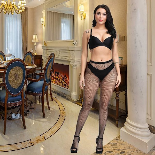 Tights med hög midja Nätstrumpor Lår Höga strumpor M