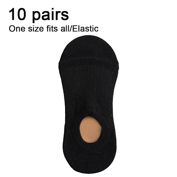 10 par Ankelsokker Damesport Korte sokker, ensfarget black