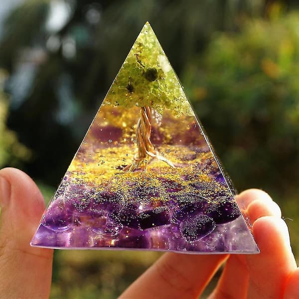 Ametist Crystal Sphere Orgonite Pyramid Energy Orgone Stone Resin Ornament