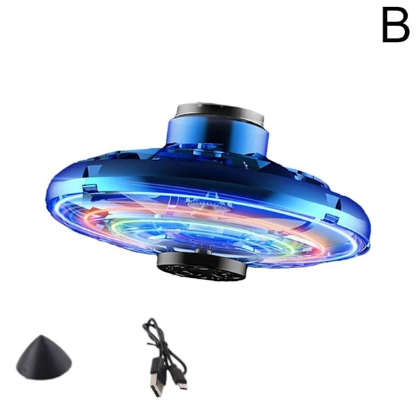 Mini Drone LED UFO Typ Flygande Helikopter Spinner Fingertop Upgr blue onesize