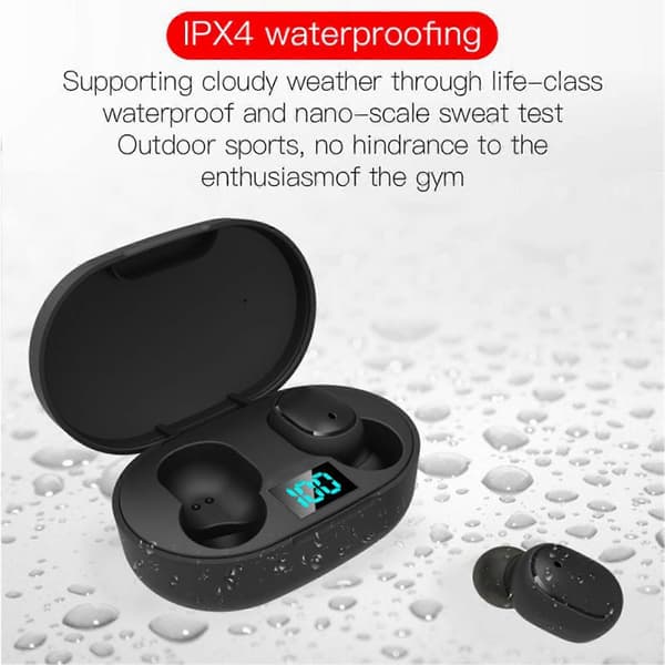 1 sæt E6S trådløse øretelefoner Bluetooth-kompatibel 5.0 Stereo Surround LED Power Digital Display Stabil forbindelse IPX4 Vandtæt øretelefon Spilkomponent Q