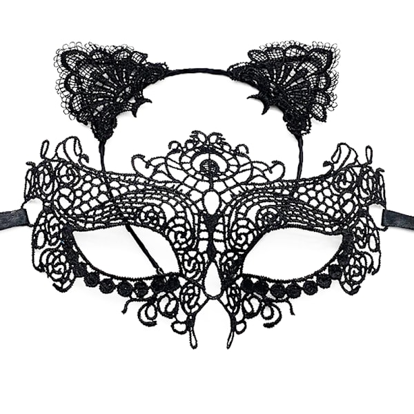 Halloween Catwoman Set, Spets kattöron Sexig maskerad ögonmask shape7