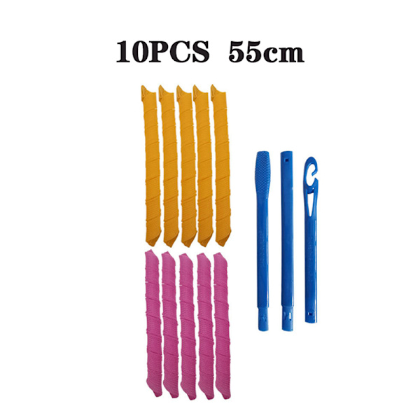10 stk (30-65 cm) Hårruller Snegleform ikke bølgeform Spiral Rou 10 stk 55cm