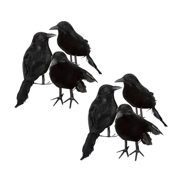 6 x Halloween Dekoration Krage Kunstig Ravnekrage Med