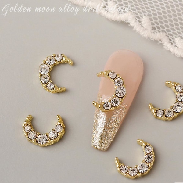 Nail art Pearl Moon Legering Diamant Nagelborr Strasskristaller Nail art 60 st för DIY Nail Art Manikyr Smyckenstillverkning golden