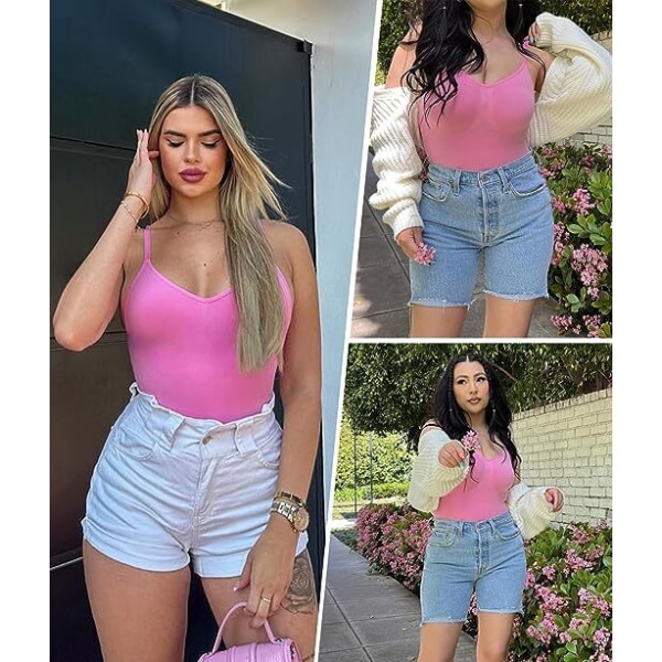 Naisten body vatsan muotoilulla, saumaton muotoileva stringibody, muotoileva toppi pink XL