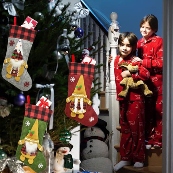 Julstrumpa 3-delad Gingerbread Man Presentpåse Jul