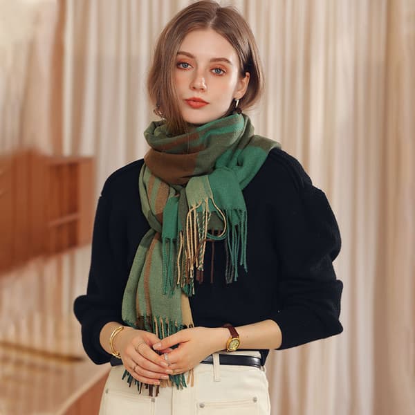 #Ullskjerf damenskjerf koselig myk sjekket vinterskjerf poncho kvalitet#