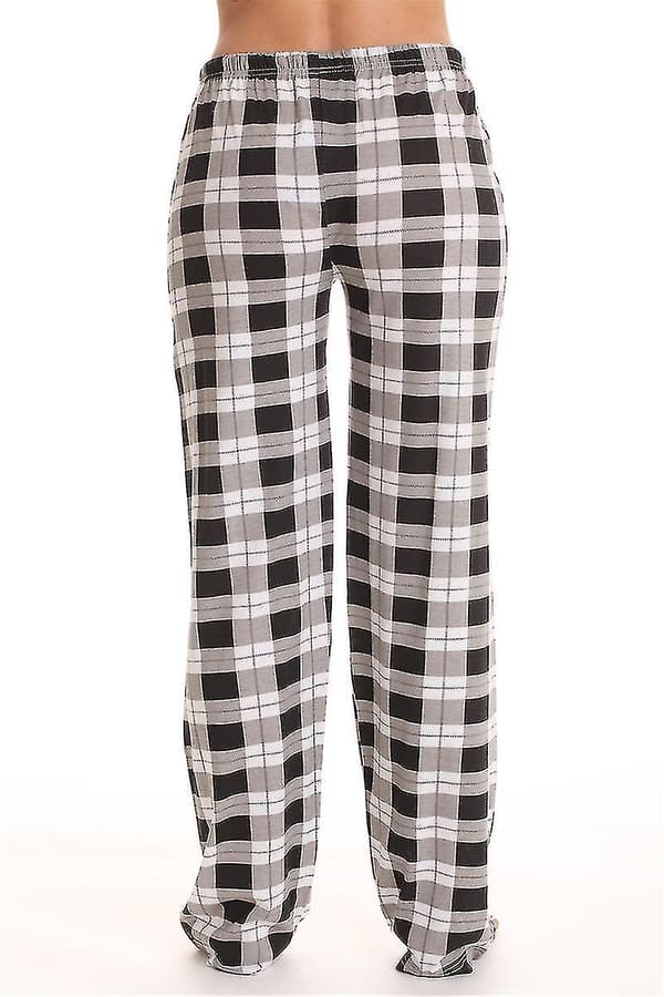 Pyjamasbukser til kvinder med lommer, bløde flannelternede pyjamasbukser til kvinder CNMR black S