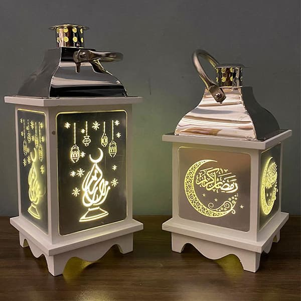 Tre LED Lys Hengende Lykt Eid Mubarak Ramadan Lampe For Hjem Islam Muslim