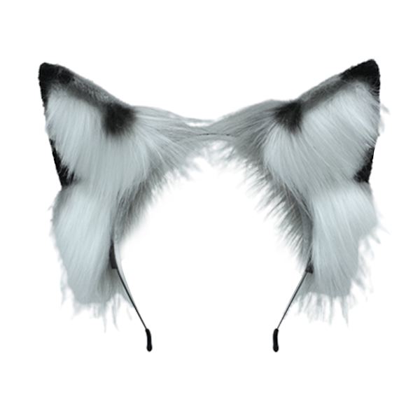 Kissa Fox Tekoturkis Korvat Panta Söpö Halloween Asu Käsintehty grey White