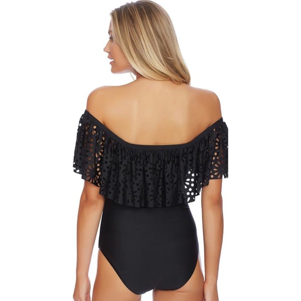 Crop Top Off houlder Ruffle Baddräkt för kvinnor S