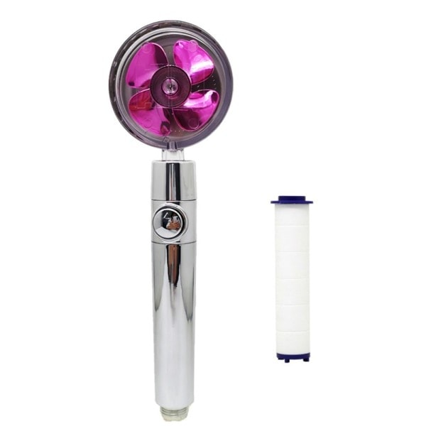 Badrum 360 graders roterande duschmunstycke propellerbrytare purple