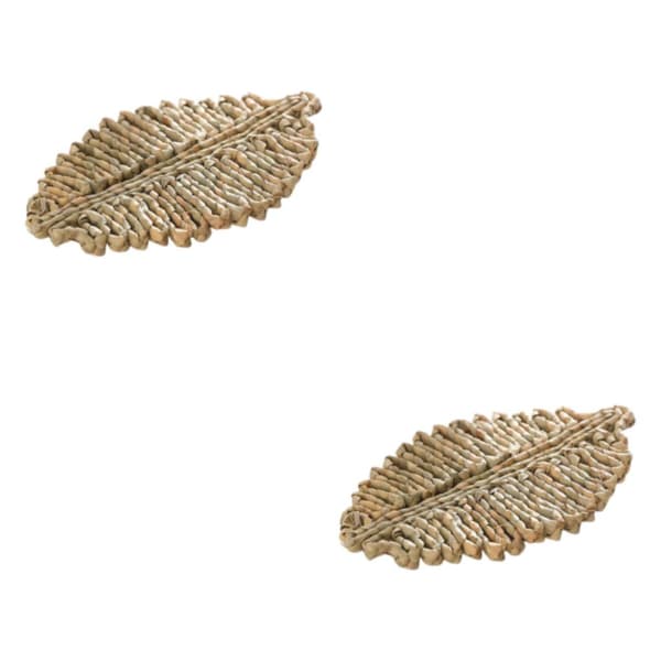 1/2/3/5 Rattan Placemat för Creative Thicken Khaki Leaf Shaped Light Brown 23x16cm 2Set