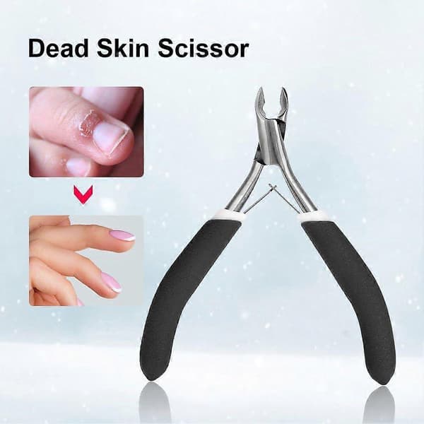 Neglebåndstang, Professionel Død Hud Saks i Rustfrit Stål - Negleplejeværktøj til Manicure Pedicure Hjemme/Spa/Salon (Sort)