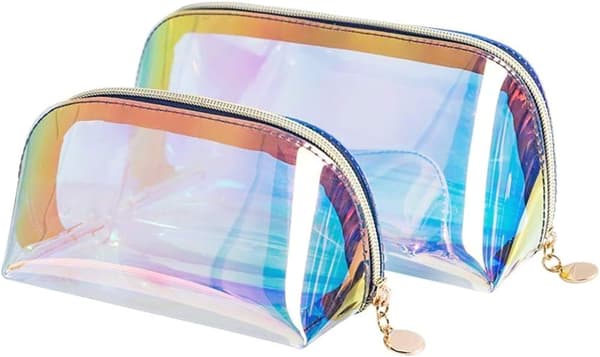 Iriserande sminkväska Transparent Holografisk Smink Stor Kapacitet