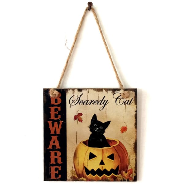 Halloween trä listning pumpa häxa husnummer trädgård dekor 7