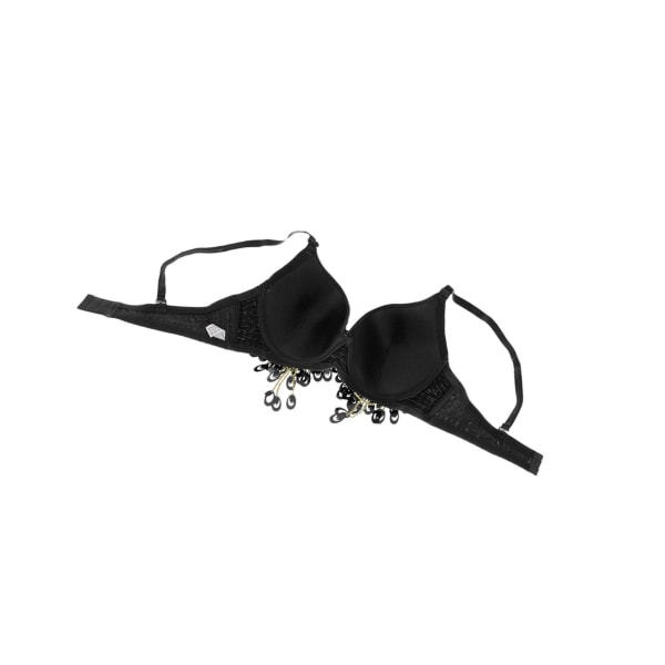 1/2/3 Magdans Perlebesatt BH Paljetter Topp Sexy Dansende Sanger Black 36 Size 2PCS