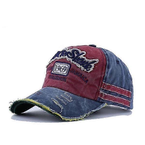 Baseballcaps Vintage Distressed 1969 Visir Broderi Baseballcaps Unisex vinrød
