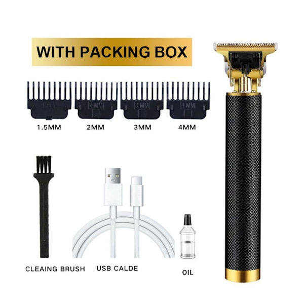 Elektrisk Hårklippare Trimmer USB Uppladdningsbar Razor Clipper Sha black 1 set