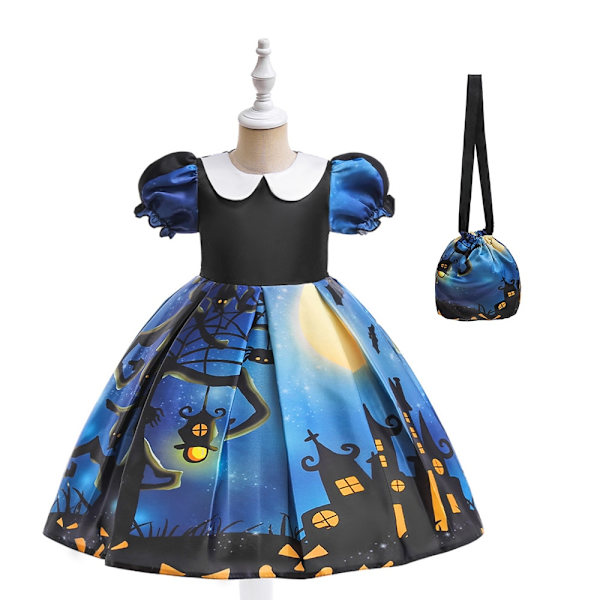 Tjejer Halloween Klänning Semester Casual Häxa Pumpa Cosplay kostym för barn AWS022 Size 110