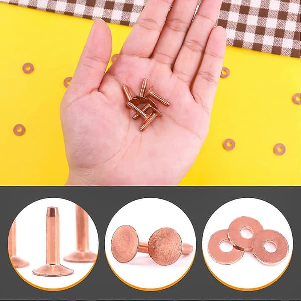 100 Set Kopparnitar Och Brickor Läder Kopparnit Fästelement För Plånböcker Halsband Läder