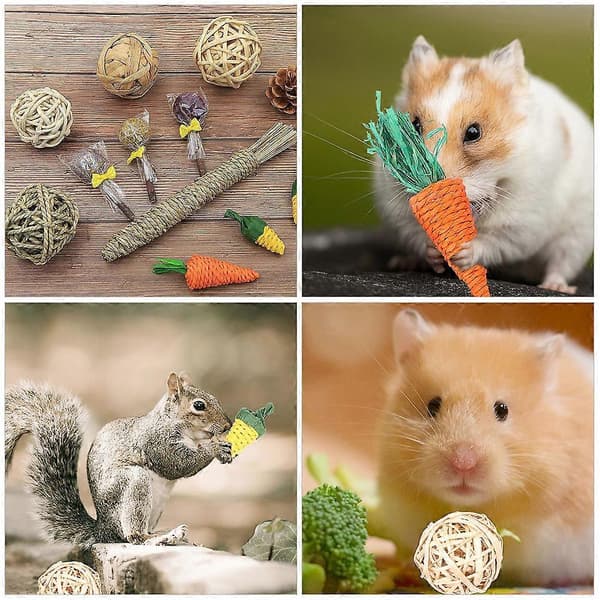 12 stk Tygeleker for Kanin og Chinchilla, Burtilbehør for Smådyr