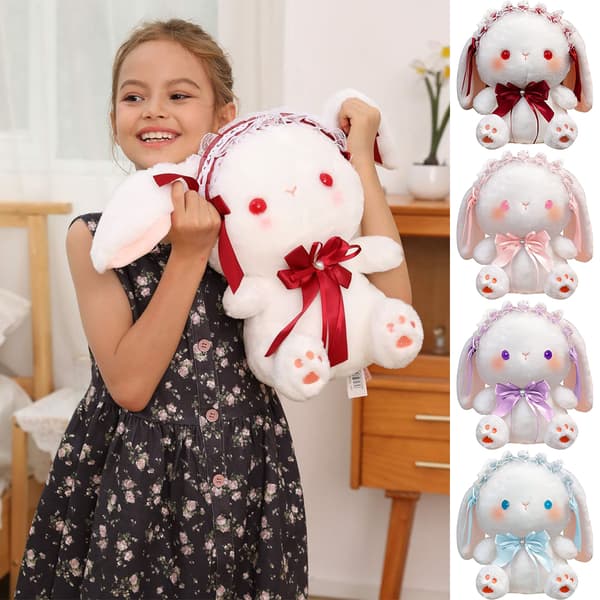Blonde Kanin Kæledyr Doll Plyslegetøj Sød Kæledyr red