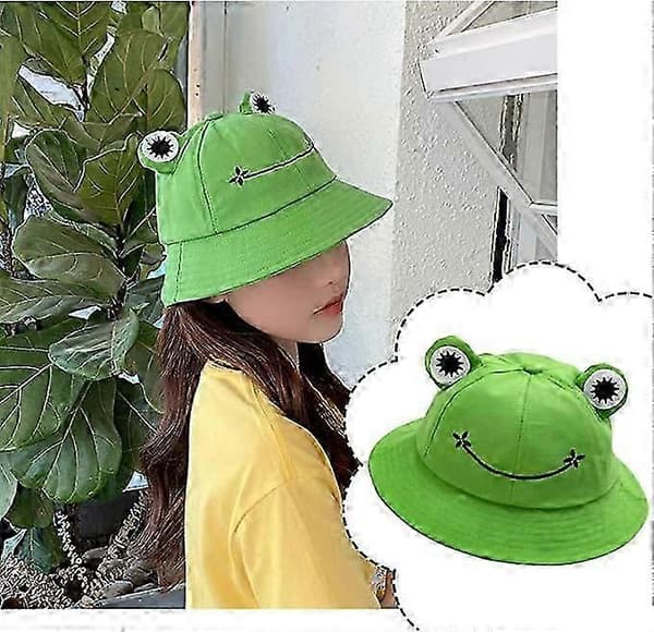 Fiskarhatt för kvinnor, groda, sol, unisex, vikbar, utomhus, sommar för camping, vandring, fiske, grön