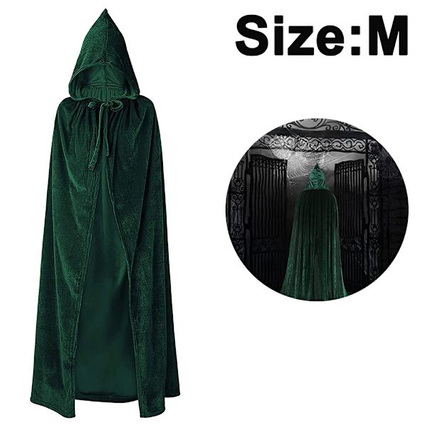 Hooded mantel Unisex vuxen mantel med huva Halloween jul Green M