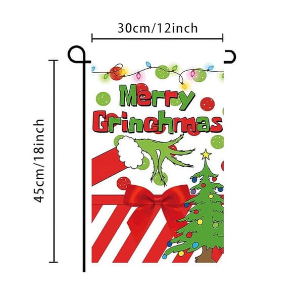 Grinch Christmas Garden Flagga Banner Dekor för Winter Farm Yard A
