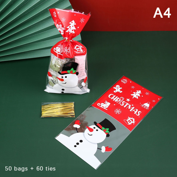 50 stk julegodteposer i plast Julekaker gaveposer A2 onesize