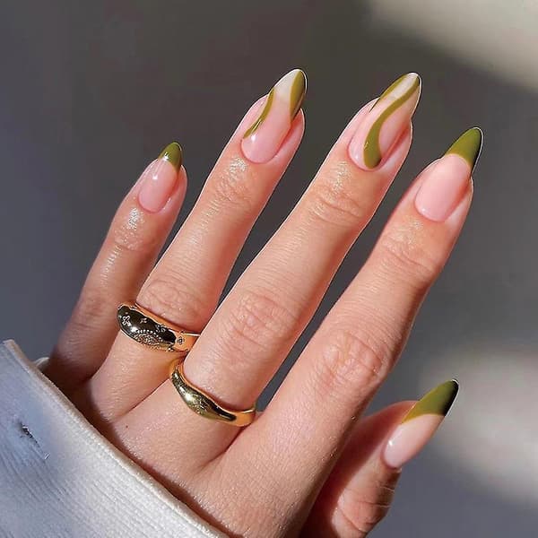 24 stk. blanke falske negle mode manicure patch falske negle