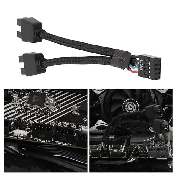 Hovedkort USB 2.0 9-pinners header 1 til 2 forlengelseshub splitteradapter konverter JS