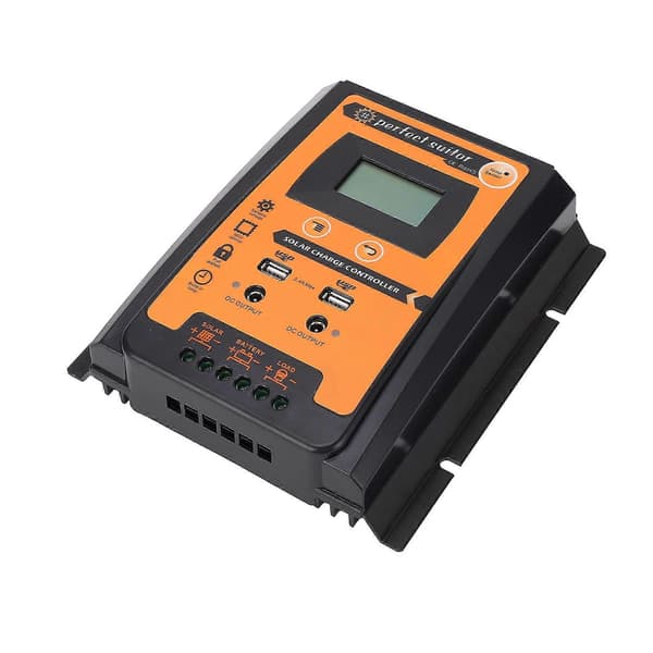 LCD Solar Opladningsafladningscontroller Solpanelregulator Dobbelt USB-udgang 12V 24V