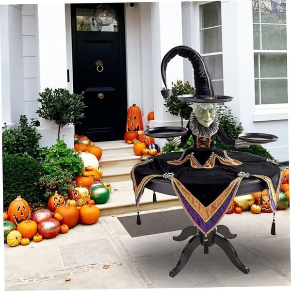 2st Halloween Witch Bordsserver Häxa Med Hatt Display Godiskål Stativ Tiered Brick Dessertställ