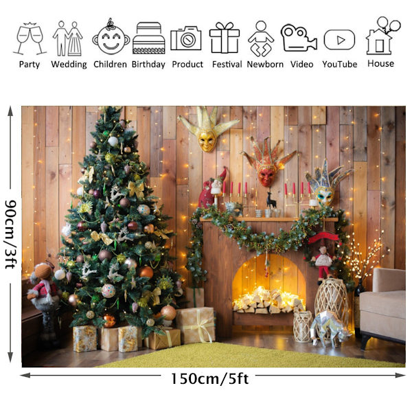 7x5ft /  / 5x3ft jul eldstad bakgrund vinyl dekor 5x4ft