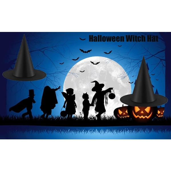 12 ST Halloween heksehatte Heksekostumetilbehør, sort heksehat