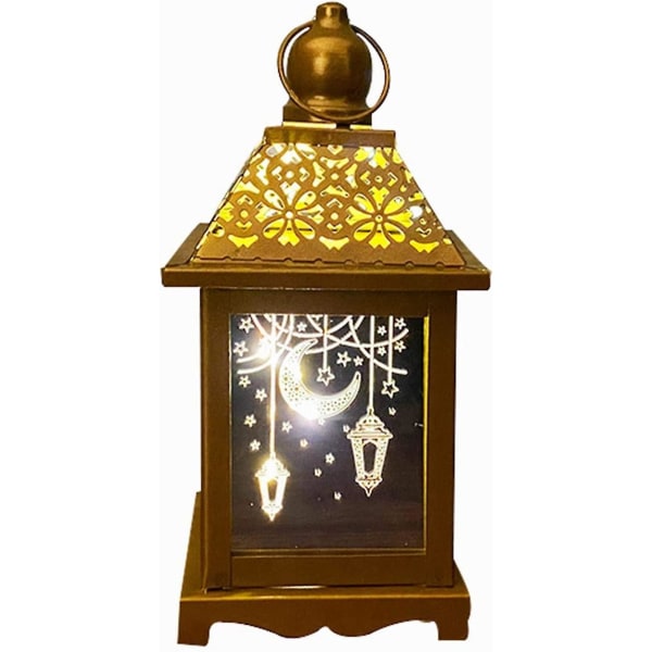 Mini Ramadan lykta med led nattljus, hängande järn lykta dekoration för muslimska islam Eid Ramadan Holiday Party (d-4-)