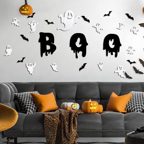 Halloween Väggdekor Söt Spöke Stickers Dekaler Dekoration 3D Bat