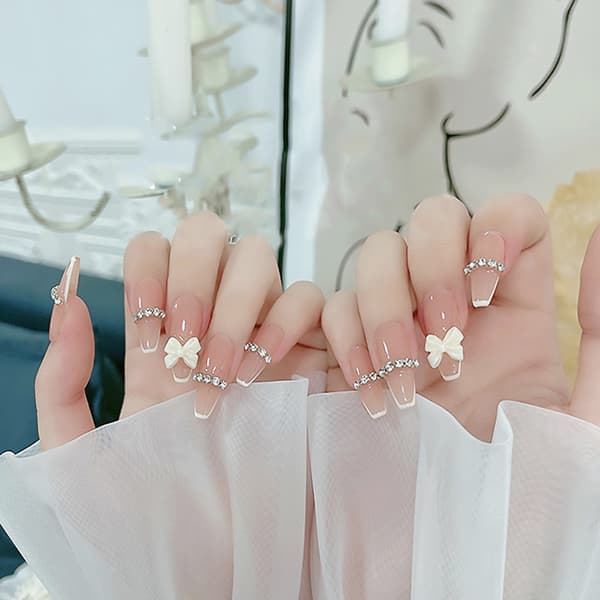 24-pack franska kedjenaglar, lösnaglar, nagelplåster, nagelflisor