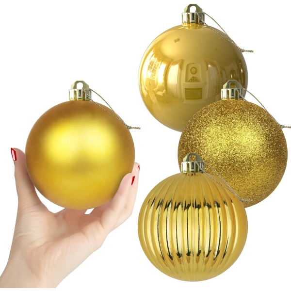 Guld 4,0" stora julkulor - julgransprydnader