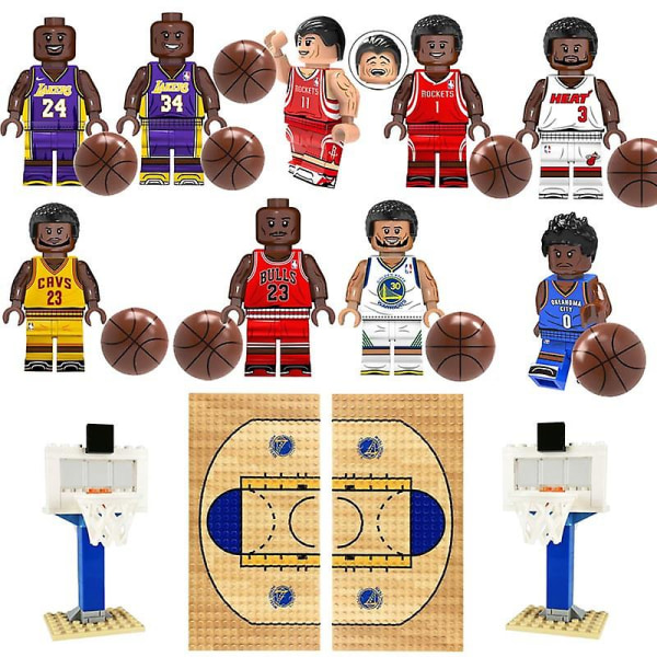 Nba Basketball Building Block Set Basket Star Kobe Jordan Mi Type B